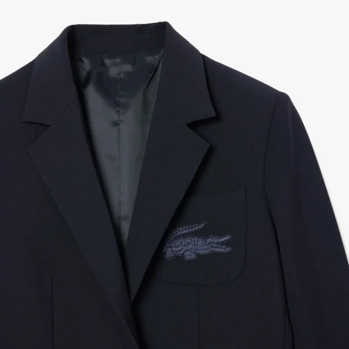 Kadın Nakışlı Logo Slim Fit Yün Blazer