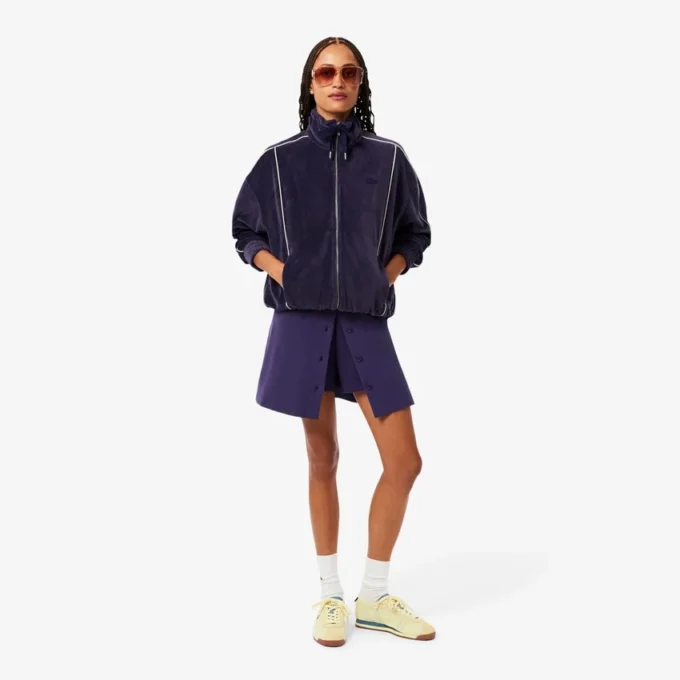 Kadın Oversized Fermuarlı Kadife Sweatshirt