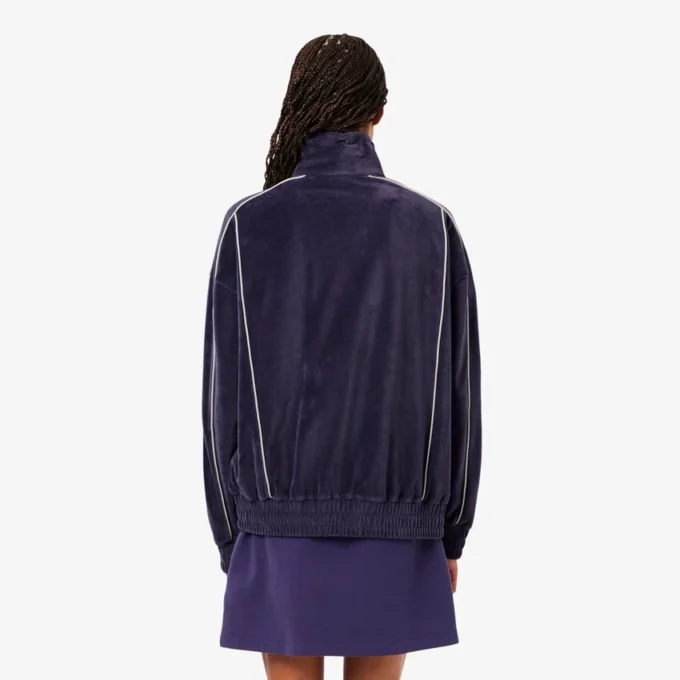 Kadın Oversized Fermuarlı Kadife Sweatshirt