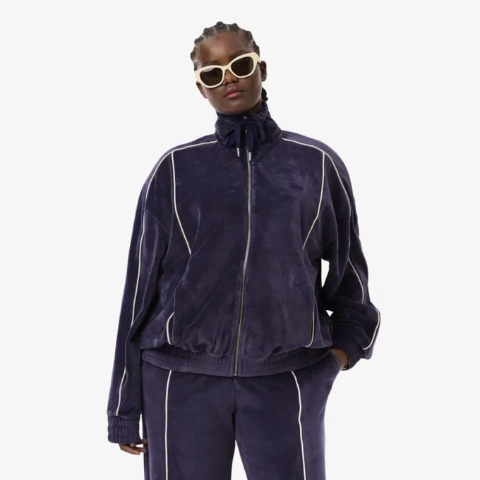 Kadın Oversized Fermuarlı Kadife Sweatshirt