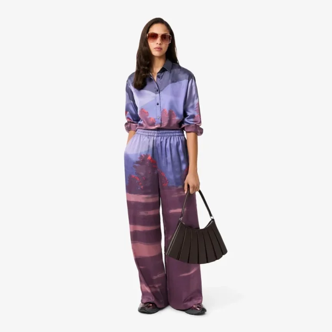 Kadın Oversized Manzara Desenli Pantolon