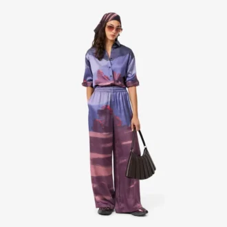 Kadın Oversized Manzara Desenli Pantolon