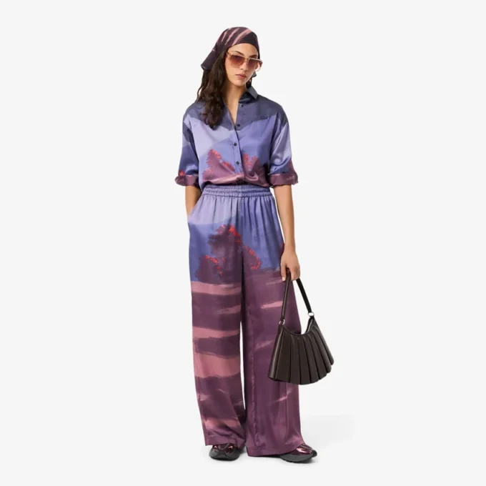 Kadın Oversized Manzara Desenli Pantolon