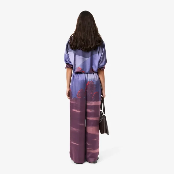 Kadın Oversized Manzara Desenli Pantolon