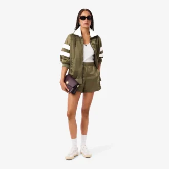 Kadın Oversized Pointelle Çizgili Saten Sweatshirt