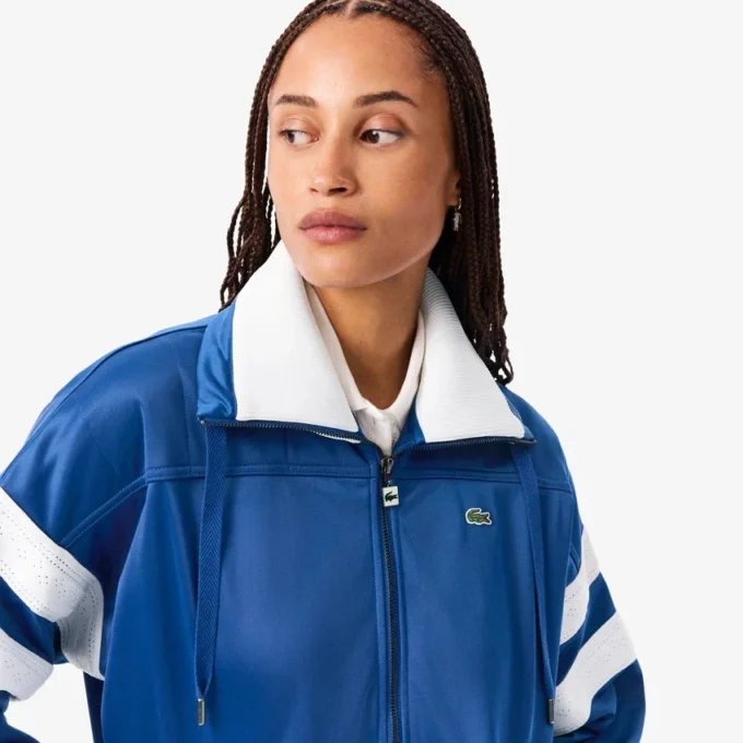 Kadın Oversized Pointelle Çizgili Saten Sweatshirt