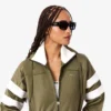 Kadın Oversized Pointelle Çizgili Saten Sweatshirt