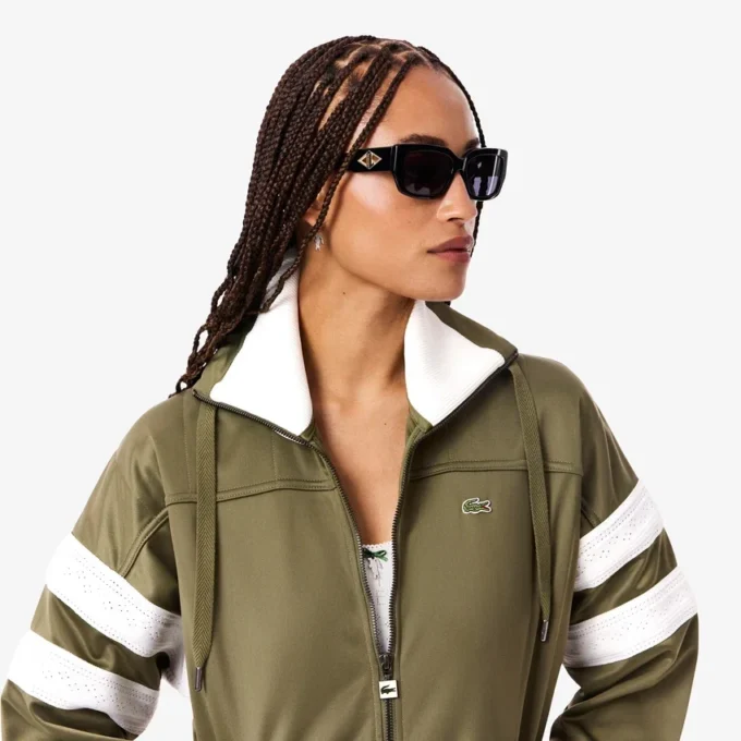 Kadın Oversized Pointelle Çizgili Saten Sweatshirt