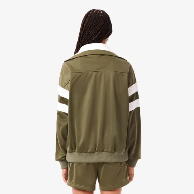 Kadın Oversized Pointelle Çizgili Saten Sweatshirt