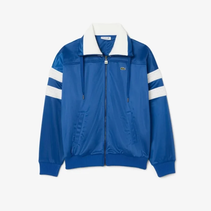 Kadın Oversized Pointelle Çizgili Saten Sweatshirt