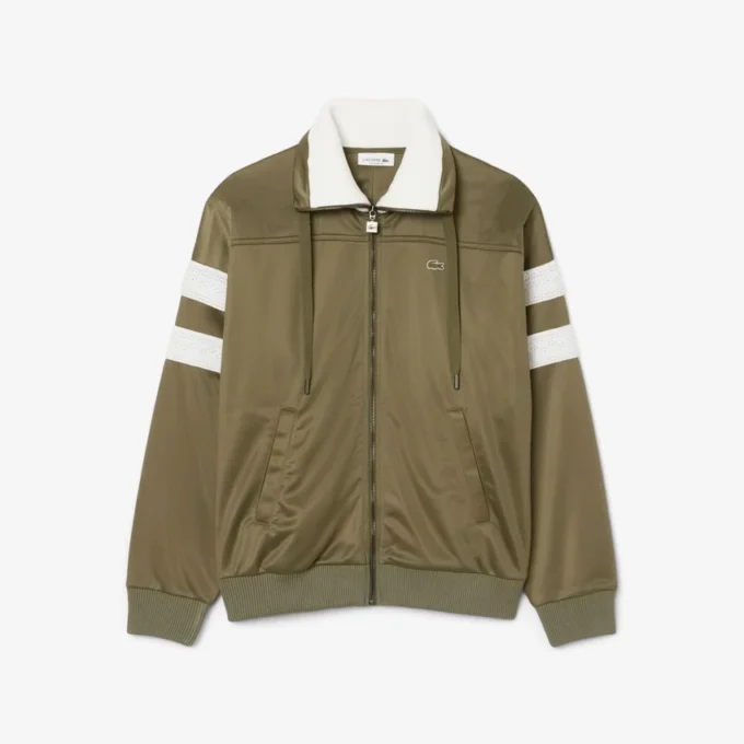 Kadın Oversized Pointelle Çizgili Saten Sweatshirt