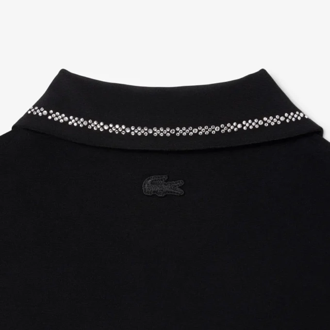 Kadın Slim Fit Diamanta Timsah Desenli Polo Tişört Yaka Elbise