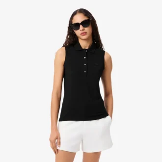 Kadın Slim Fit L.12.D Kolsuz Streç Polo Tişört