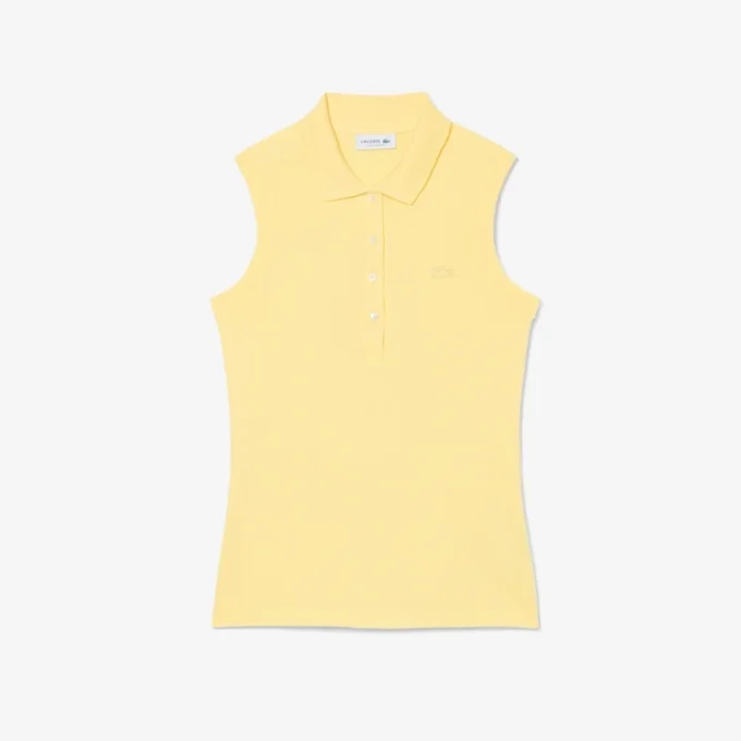 Kadın Slim Fit L.12.D Kolsuz Streç Polo Tişört