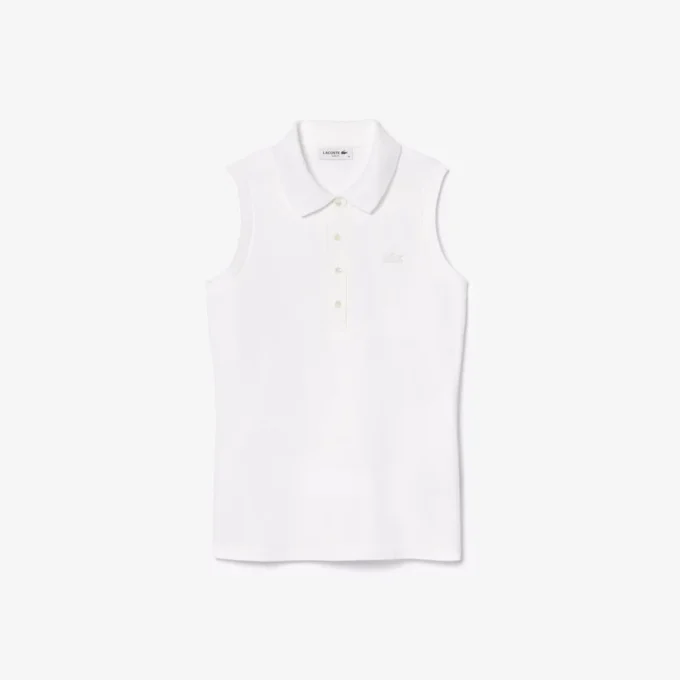 Kadın Slim Fit L.12.D Kolsuz Streç Polo Tişört