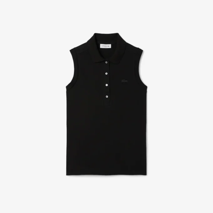 Kadın Slim Fit L.12.D Kolsuz Streç Polo Tişört