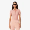 Kadın Slim Fit L.12.D Nervürlü Pamuk Polo Tişört