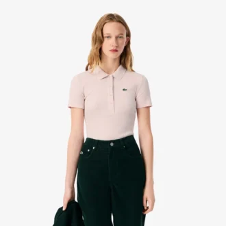 Kadın Slim Fit L.12.D Nervürlü Pamuk Polo Tişört