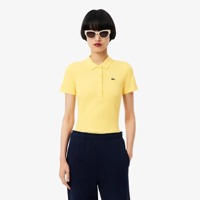 Kadın Slim Fit L.12.D Nervürlü Pamuk Polo Tişört