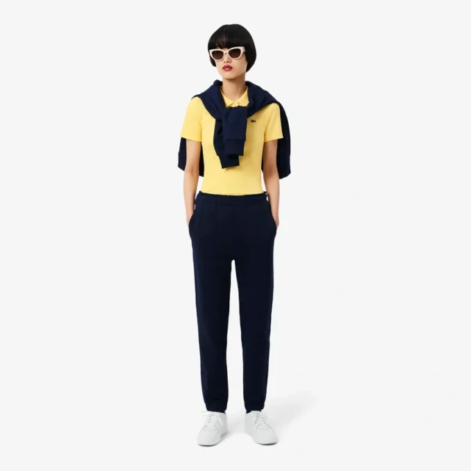 Kadın Slim Fit L.12.D Nervürlü Pamuk Polo Tişört