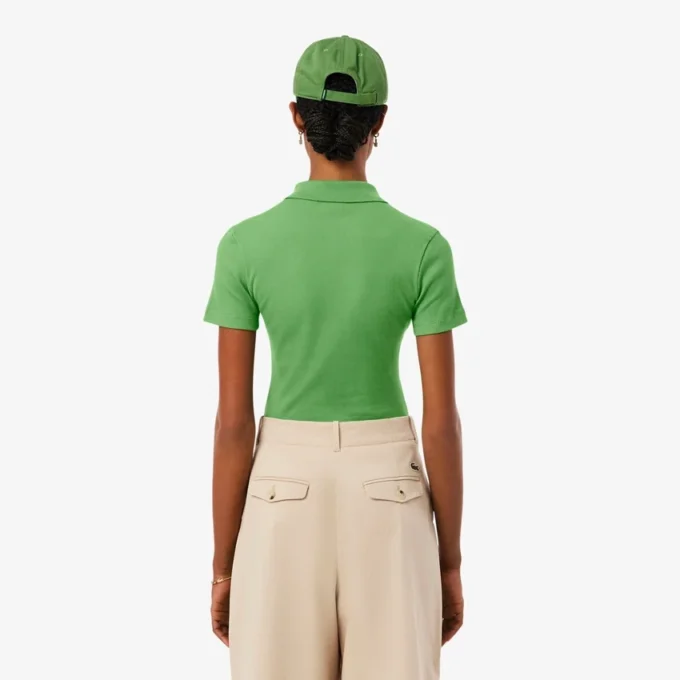 Kadın Slim Fit L.12.D Nervürlü Pamuk Polo Tişört