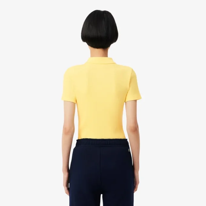 Kadın Slim Fit L.12.D Nervürlü Pamuk Polo Tişört
