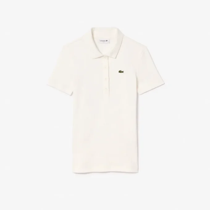 Kadın Slim Fit L.12.D Nervürlü Pamuk Polo Tişört