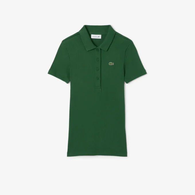 Kadın Slim Fit L.12.D Nervürlü Pamuk Polo Tişört