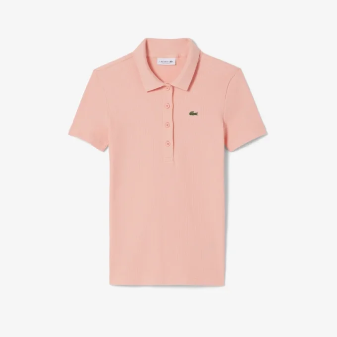 Kadın Slim Fit L.12.D Nervürlü Pamuk Polo Tişört