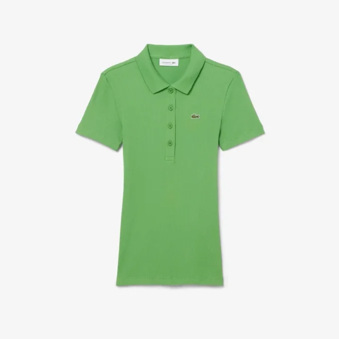 Kadın Slim Fit L.12.D Nervürlü Pamuk Polo Tişört