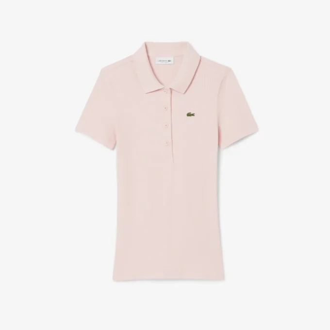 Kadın Slim Fit L.12.D Nervürlü Pamuk Polo Tişört