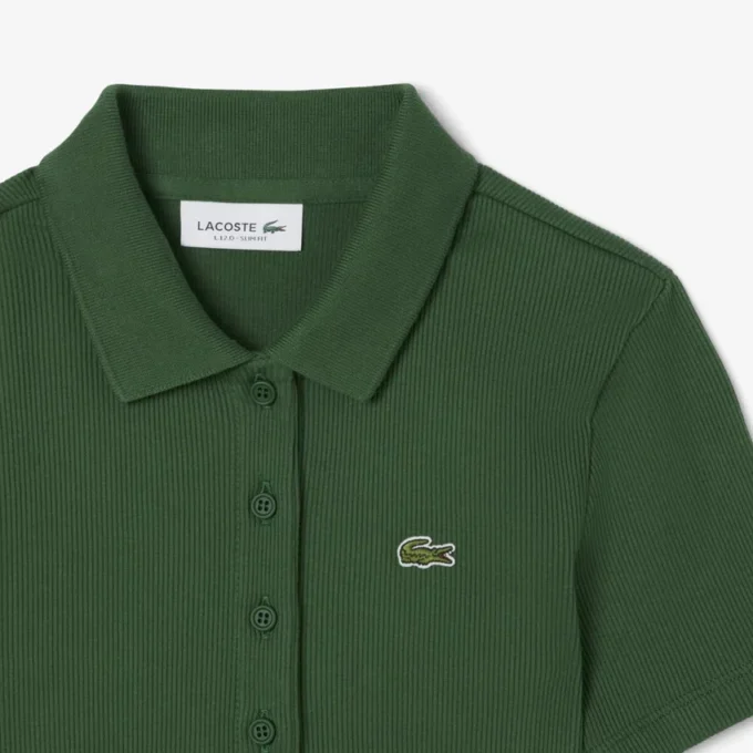 Kadın Slim Fit L.12.D Nervürlü Pamuk Polo Tişört