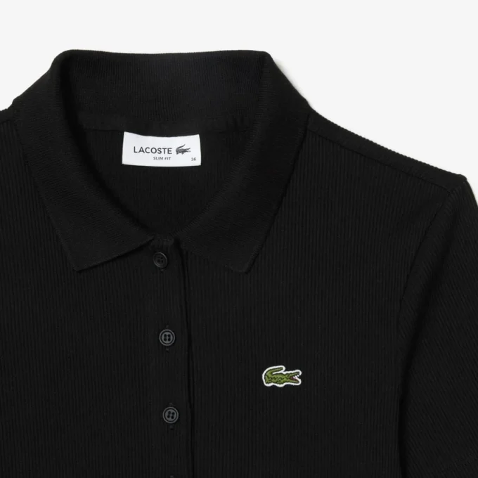 Kadın Slim Fit L.12.D Nervürlü Pamuk Polo Tişört