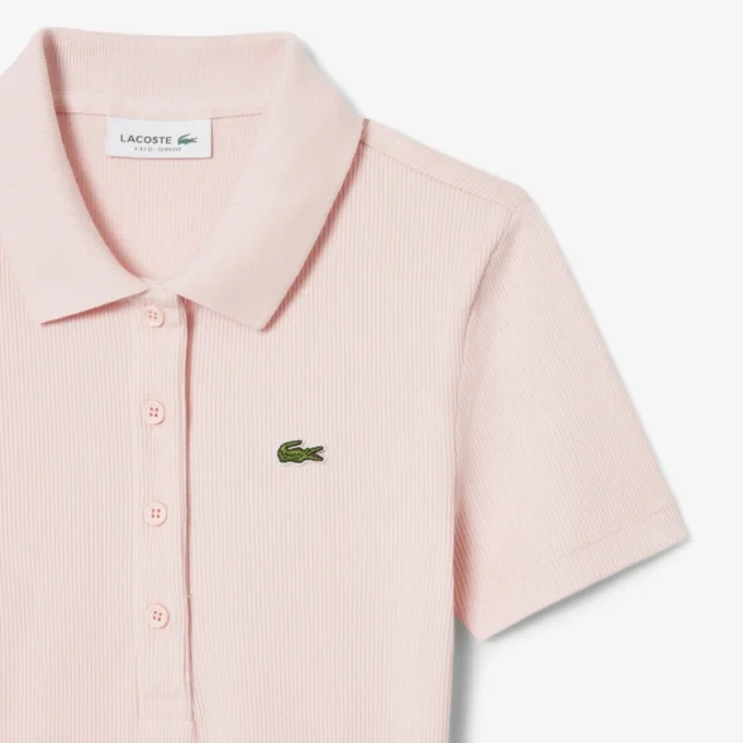 Kadın Slim Fit L.12.D Nervürlü Pamuk Polo Tişört
