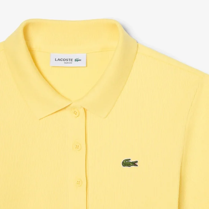 Kadın Slim Fit L.12.D Nervürlü Pamuk Polo Tişört