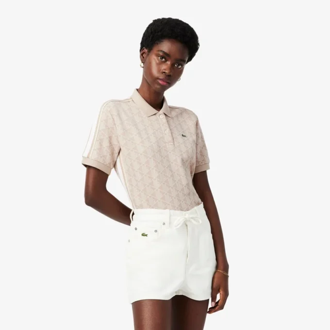 Kadın Slim Fit Monogram Polo Tişört