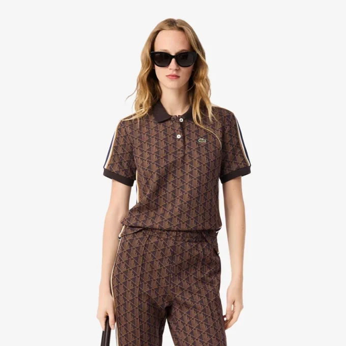 Kadın Slim Fit Monogram Polo Tişört