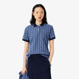Kadın Slim Fit Monogram Polo Tişört
