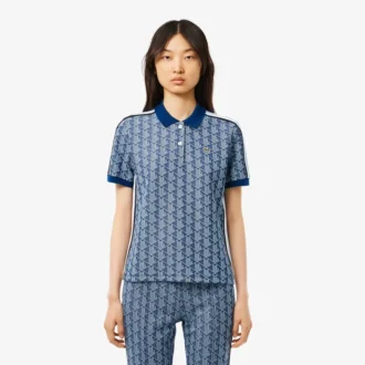 Kadın Slim Fit Monogram Polo Tişört