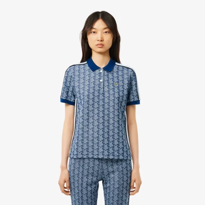 Kadın Slim Fit Monogram Polo Tişört