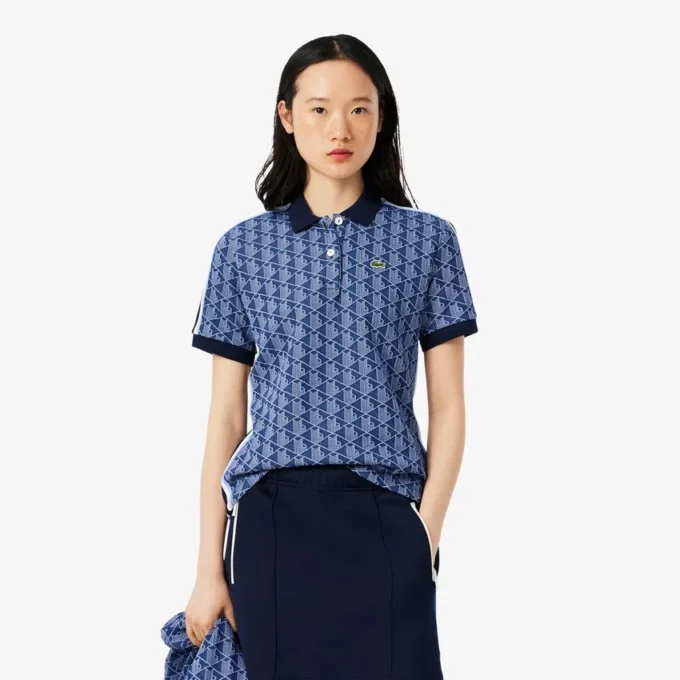 Kadın Slim Fit Monogram Polo Tişört