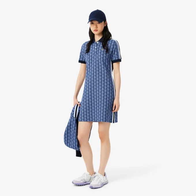 Kadın Slim Fit Monogram Polo Tişört Elbise