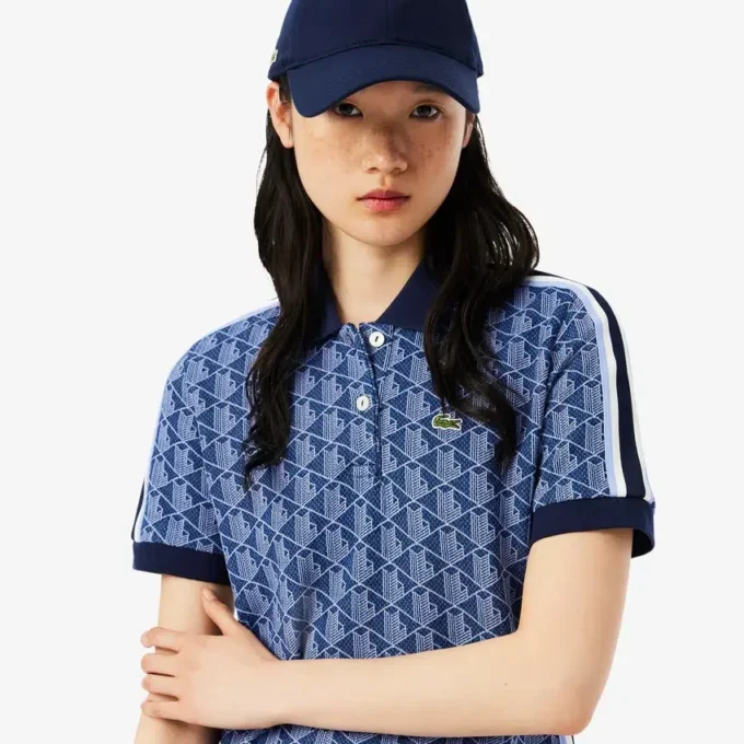 Kadın Slim Fit Monogram Polo Tişört Elbise