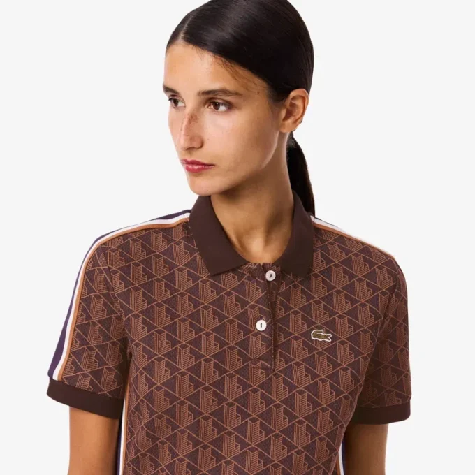Kadın Slim Fit Monogram Polo Tişört Elbise