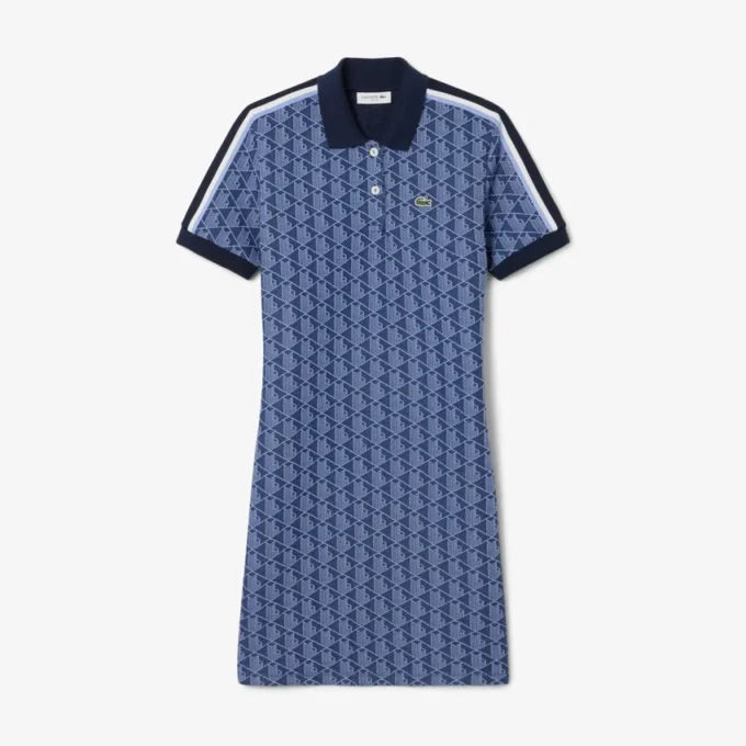 Kadın Slim Fit Monogram Polo Tişört Elbise