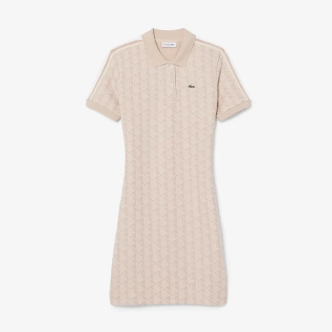 Kadın Slim Fit Monogram Polo Tişört Elbise