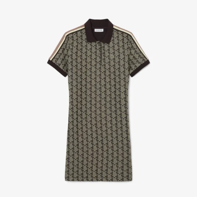 Kadın Slim Fit Monogram Polo Tişört Elbise