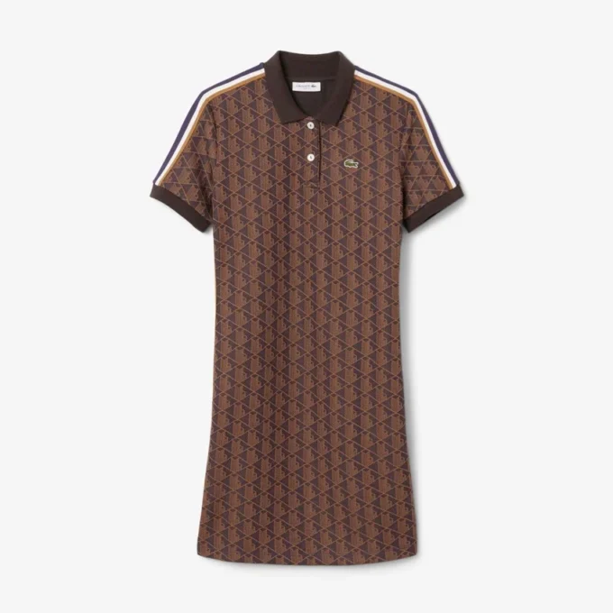Kadın Slim Fit Monogram Polo Tişört Elbise