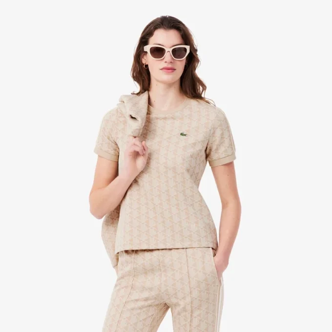 Kadın Slim Fit Monogram Tişört