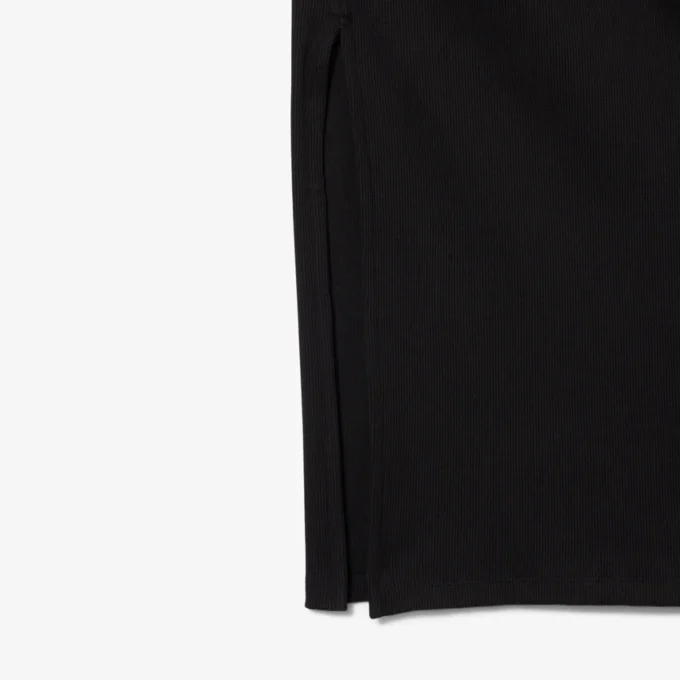 Kadın Slim Fit Nervürlü Pamuklu Polo Tişört Yaka Elbise